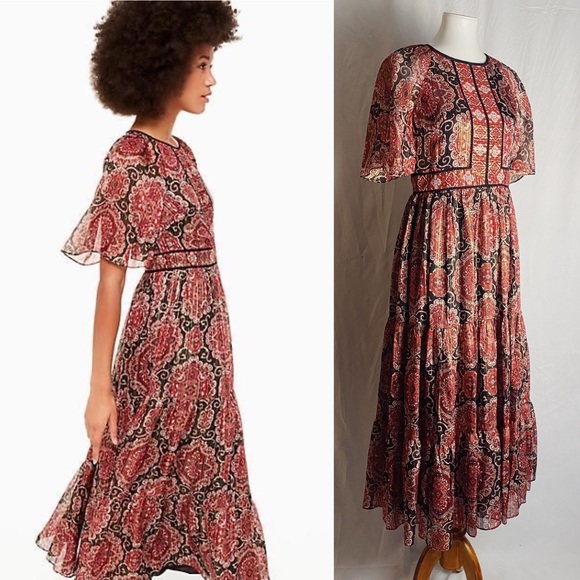 kate spade medallion metallic midi dress